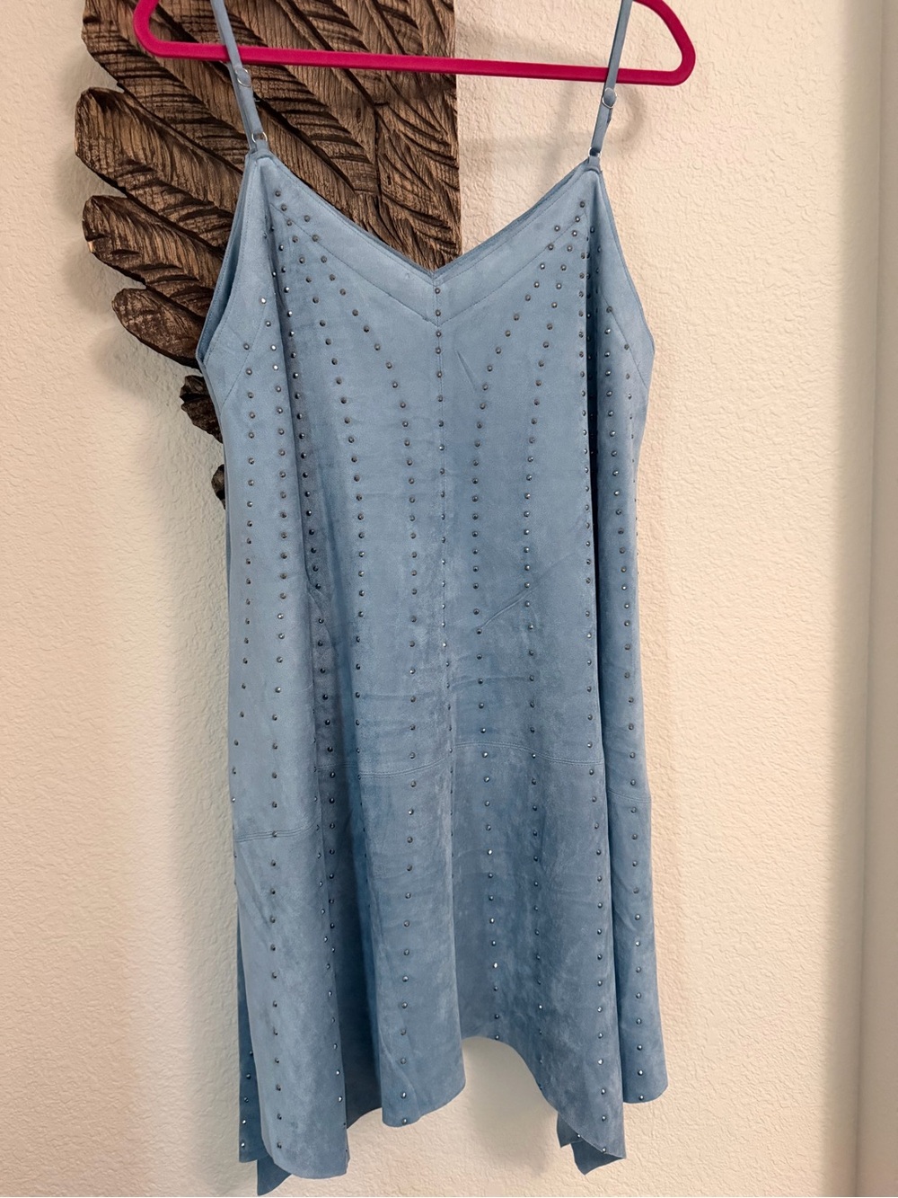 VOCAL Blue crystal Studded Sueded Dress - Women's M L Xl Summer Dress
